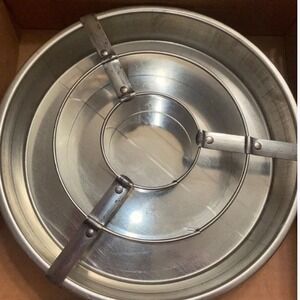 Vintage Checkerboard Cake Pan Set with Divider and Recipes 3 Piece Round Pans